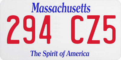 MA license plate 294CZ5