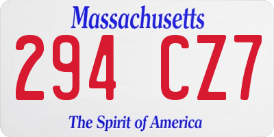 MA license plate 294CZ7