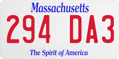 MA license plate 294DA3