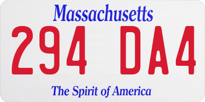 MA license plate 294DA4