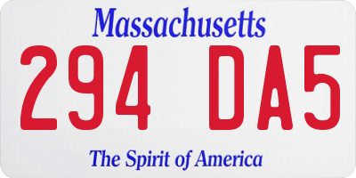 MA license plate 294DA5