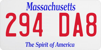 MA license plate 294DA8