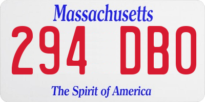 MA license plate 294DB0