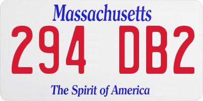 MA license plate 294DB2