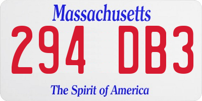 MA license plate 294DB3