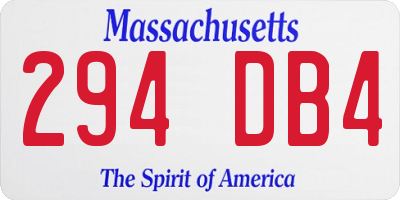 MA license plate 294DB4