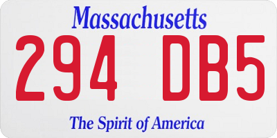 MA license plate 294DB5