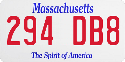 MA license plate 294DB8
