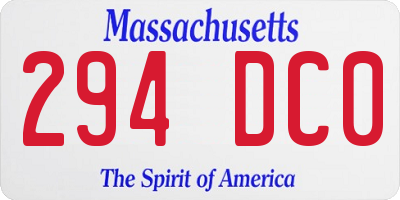 MA license plate 294DC0