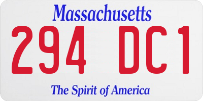 MA license plate 294DC1