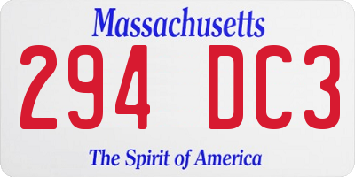 MA license plate 294DC3