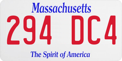 MA license plate 294DC4