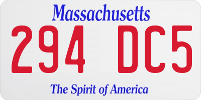 MA license plate 294DC5