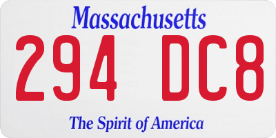 MA license plate 294DC8