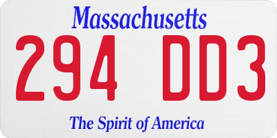 MA license plate 294DD3