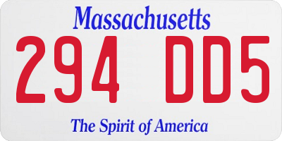 MA license plate 294DD5