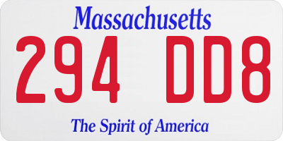 MA license plate 294DD8
