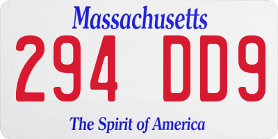MA license plate 294DD9
