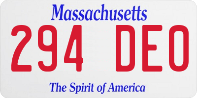 MA license plate 294DE0