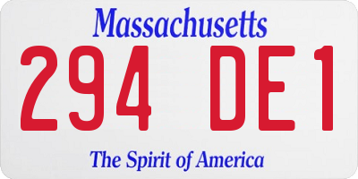 MA license plate 294DE1