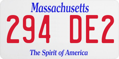 MA license plate 294DE2