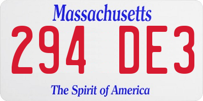 MA license plate 294DE3