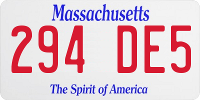 MA license plate 294DE5
