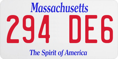MA license plate 294DE6