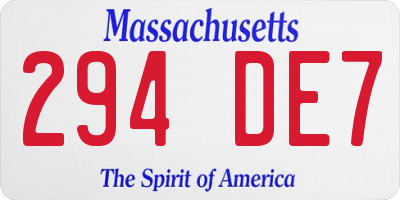 MA license plate 294DE7