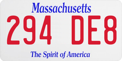 MA license plate 294DE8