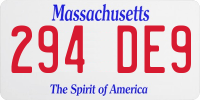 MA license plate 294DE9