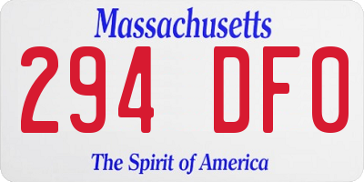 MA license plate 294DF0