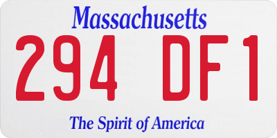 MA license plate 294DF1