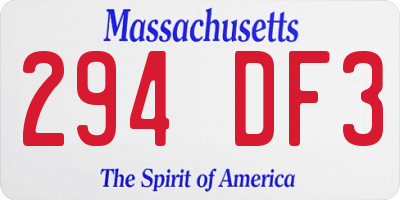 MA license plate 294DF3