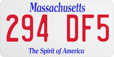 MA license plate 294DF5