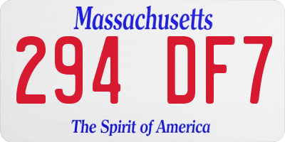 MA license plate 294DF7