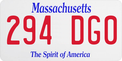 MA license plate 294DG0