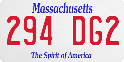 MA license plate 294DG2