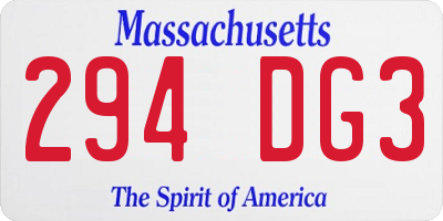MA license plate 294DG3