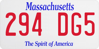 MA license plate 294DG5