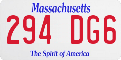 MA license plate 294DG6