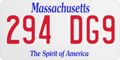 MA license plate 294DG9