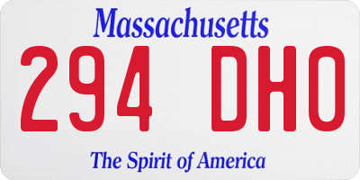 MA license plate 294DH0