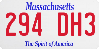 MA license plate 294DH3