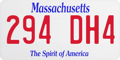 MA license plate 294DH4
