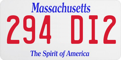 MA license plate 294DI2