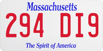 MA license plate 294DI9