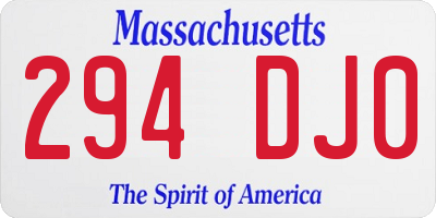 MA license plate 294DJ0