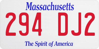 MA license plate 294DJ2