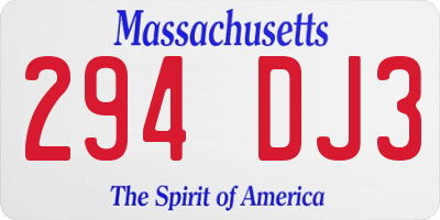 MA license plate 294DJ3